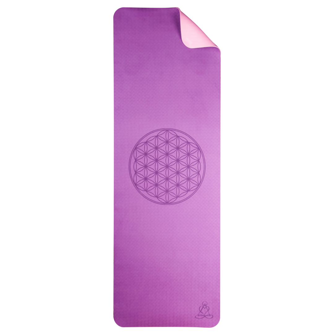 Yogamatte TPE Zartlila mit Blume des Lebens