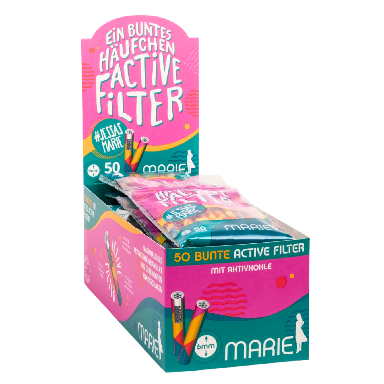 MARIE Active Filter bunt 6mm 50er Beutel 10er Vorrats-Box