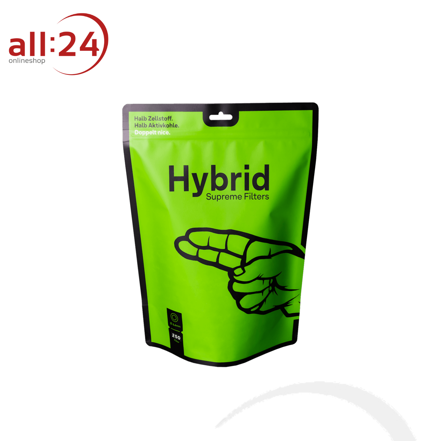 Hybrid Supreme Filter: halb Aktivkohle und Zellstoff - 250 Stück