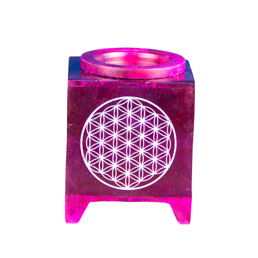 Duftlampe Blume des Lebens Violett Speckstein für Ätherische Öle