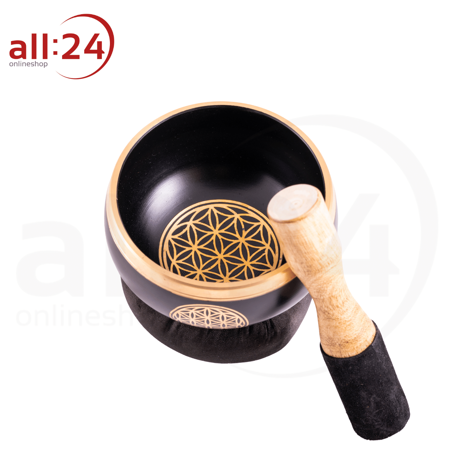 Berk Klangschalenset Blume des Lebens, schwarz gold ø 11,5 cm