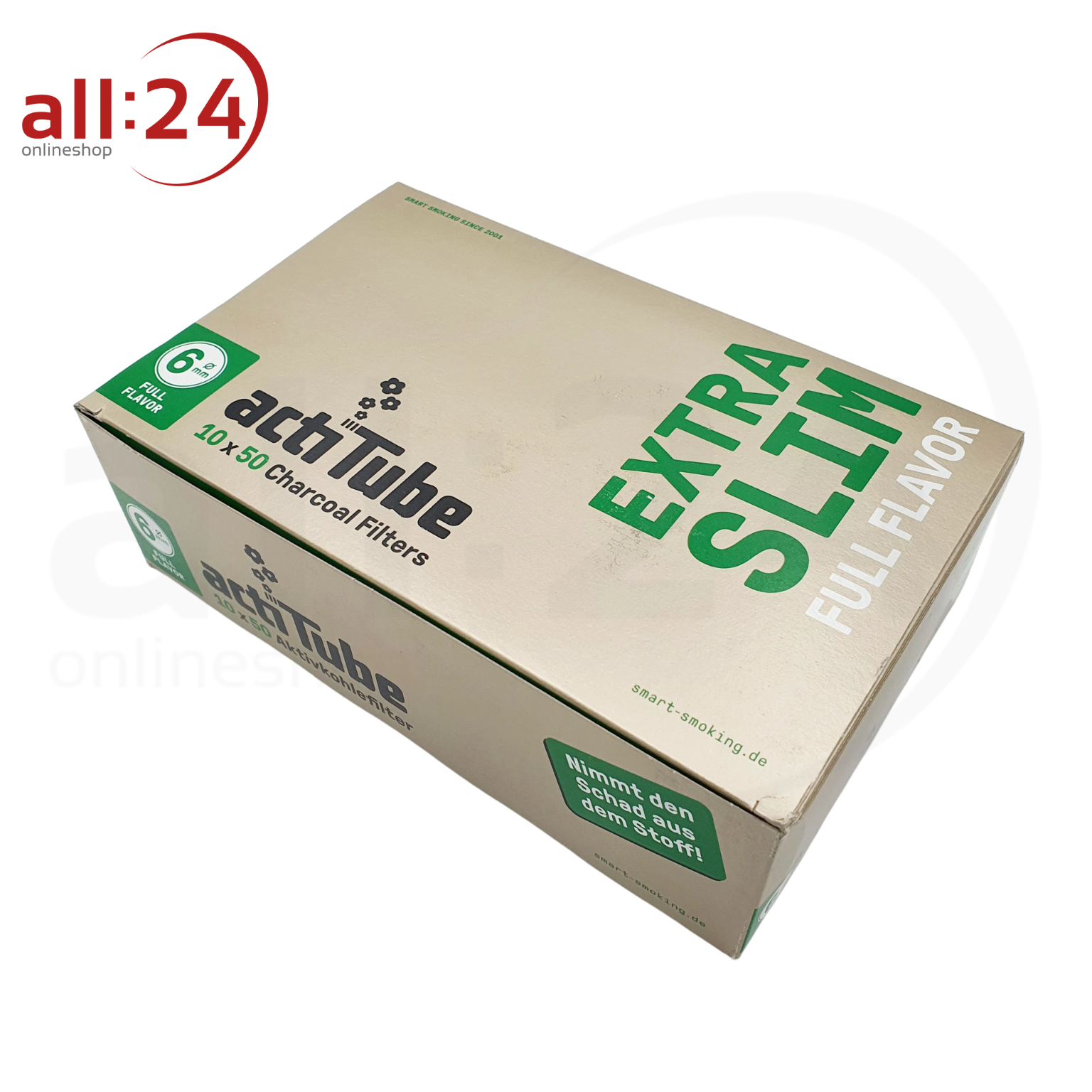 ActiTube Gold Aktivkohlefilter Extra Slim 6mm - 10er Karton mit je 50 Filtern