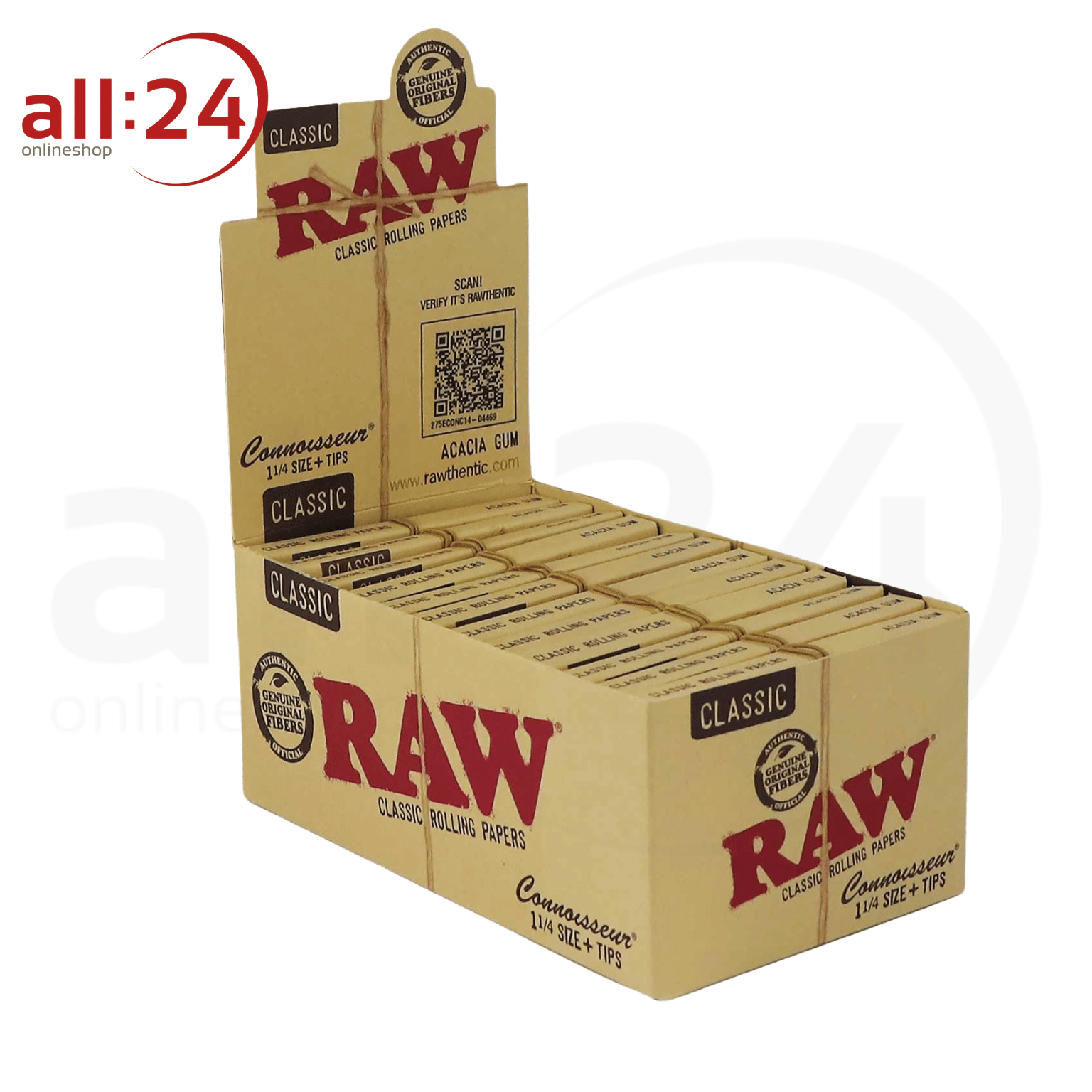 BOX RAW Rolling Paper Connoisseur 1/4 + Tips 24 Stück