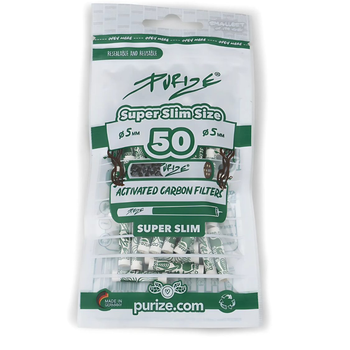 Purize Aktivkohlefilter 50 Stück Super Slim Size
