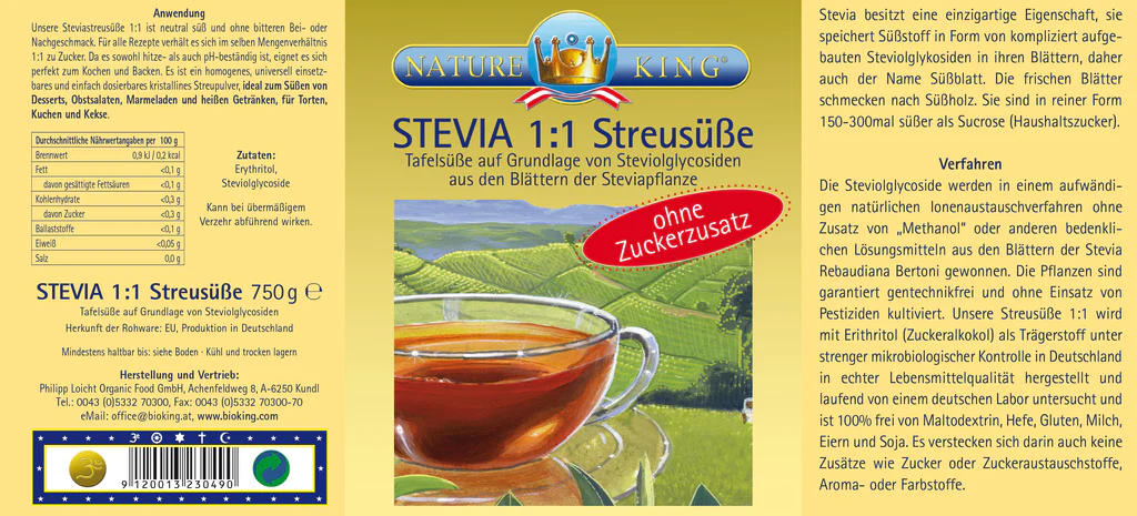 BioKing Stevia Streusüße 1:1, 350g-750g