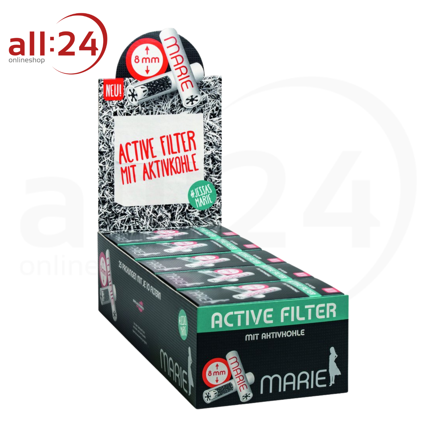 MARIE Active Filter 8mm - 25er Karton mit je 10 Filtern