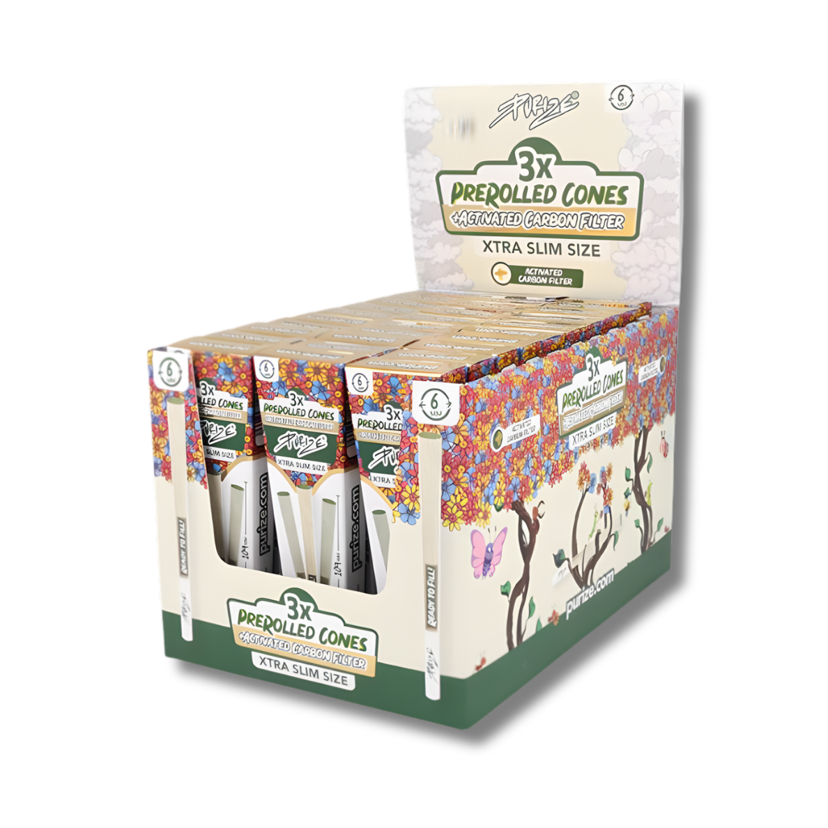 PURIZE Activated PreRolled Cones Xtra Slim 30 x 3 Stück