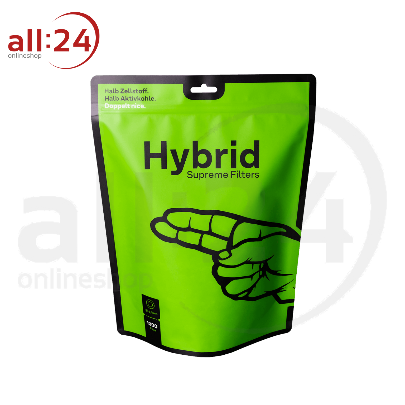 Hybrid Supreme Filter: halb Aktivkohle und Zellstoff - 1000 Stück