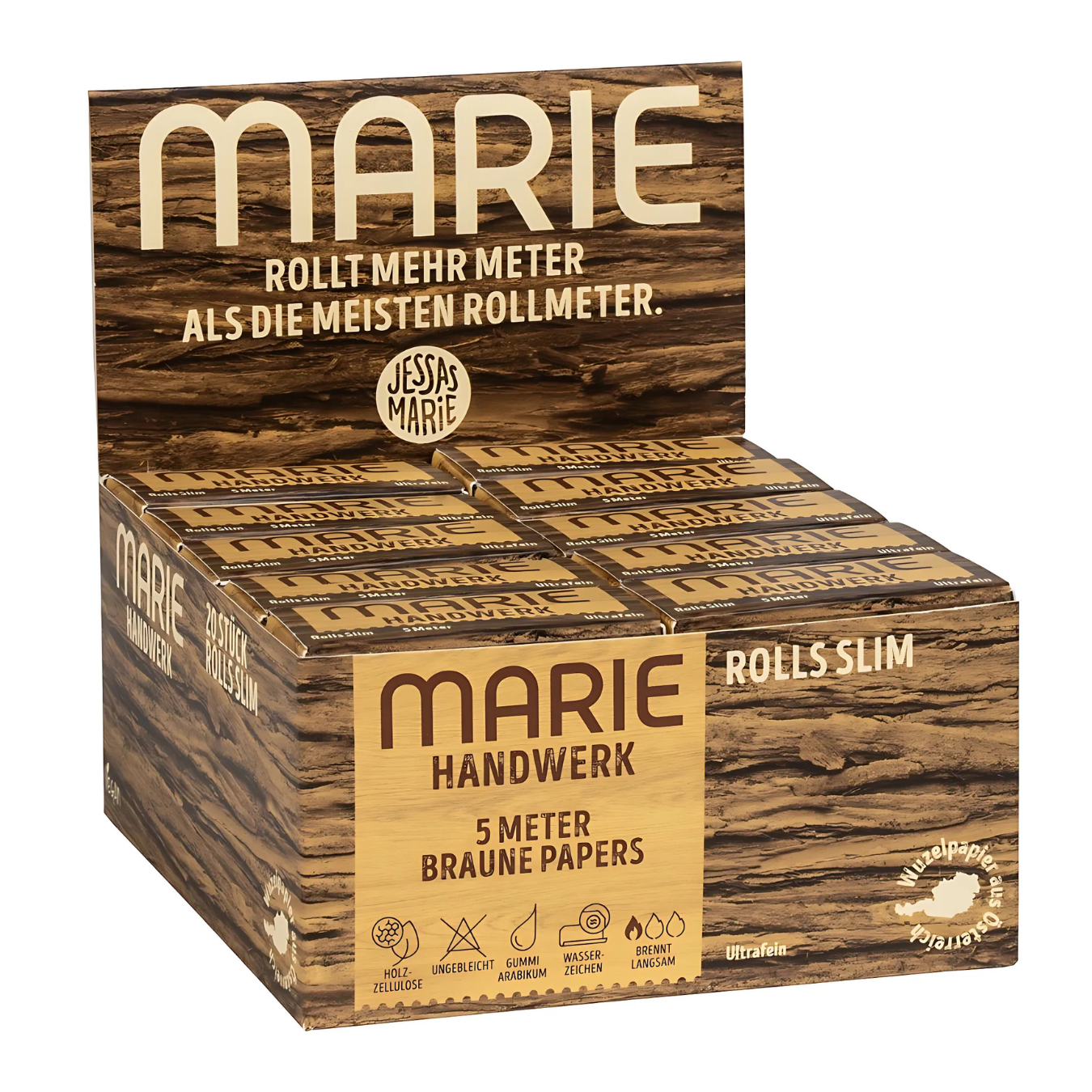 MARIE Rolls Brown Slim Zigarettenpapier 20er Karton