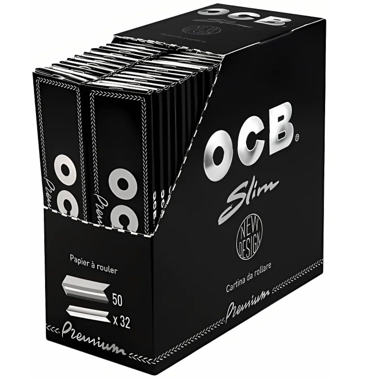 BOX OCB Premium King Size Slim Black Zigarettenpapier, 50 Stück