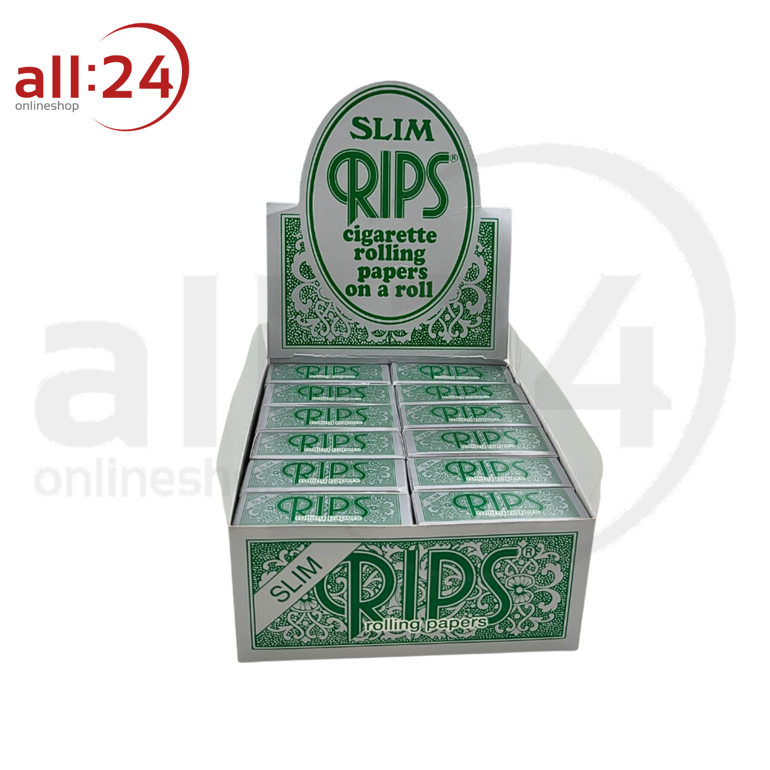 BOX RIPS Rolls Zigarettenpapier Grün Slim, 24 Stück