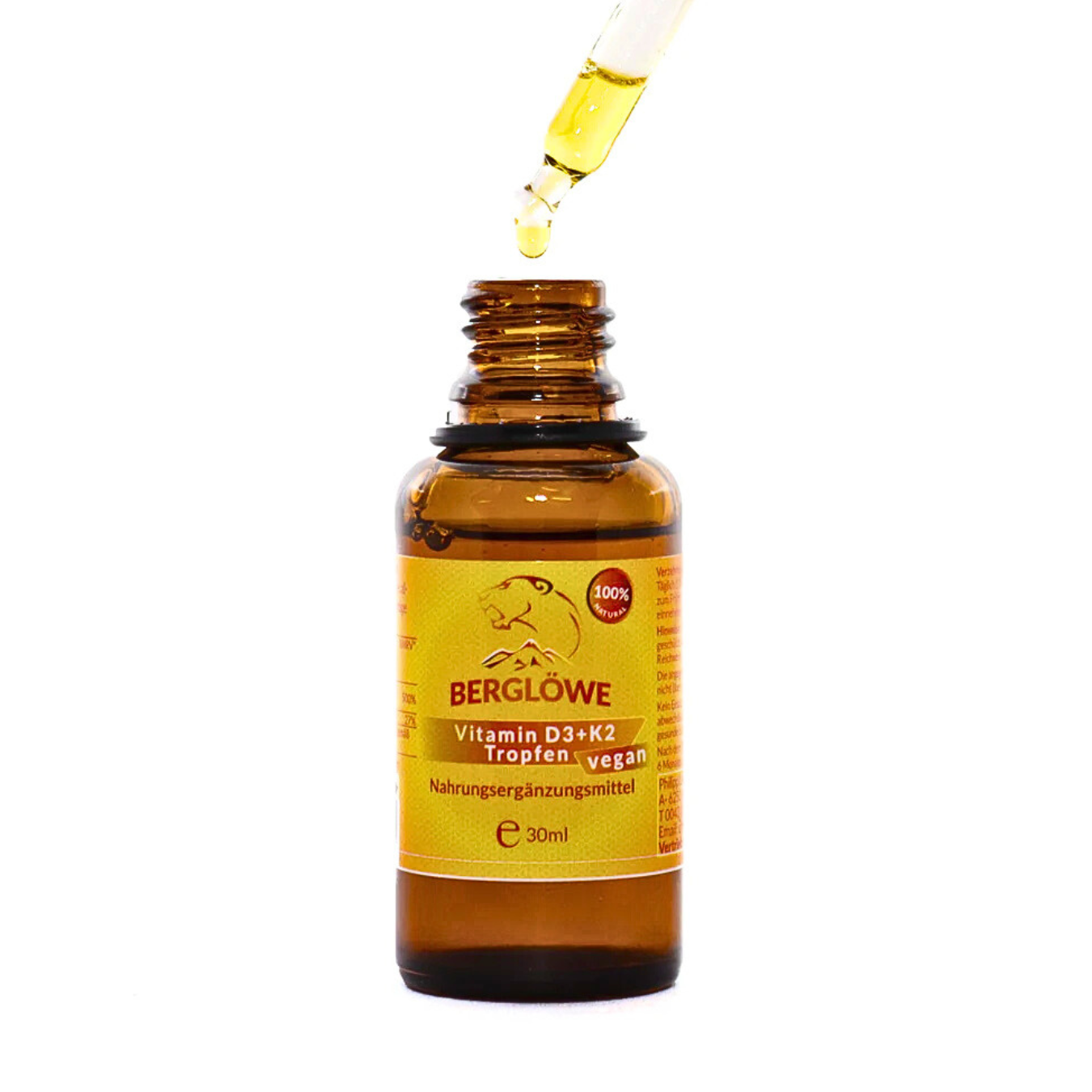 Berglöwe Flüssiges Vitamin D3 + K2 Tropfen 30ml Vegan