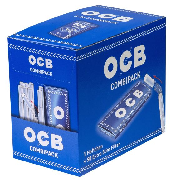 OCB Blau 20er Combipack 50 Zigarettenpapiere + 10 Extra Slim Filter