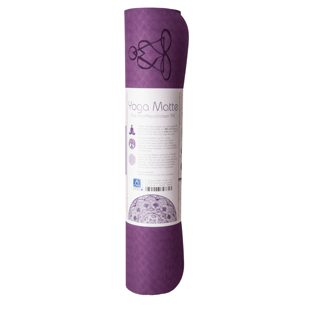 Yogamatte TPE Zartlila mit Blume des Lebens