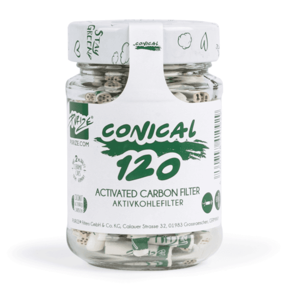 Purize Aktivkohlefilter Conical Xtra Slim im Glas 120 Stk.