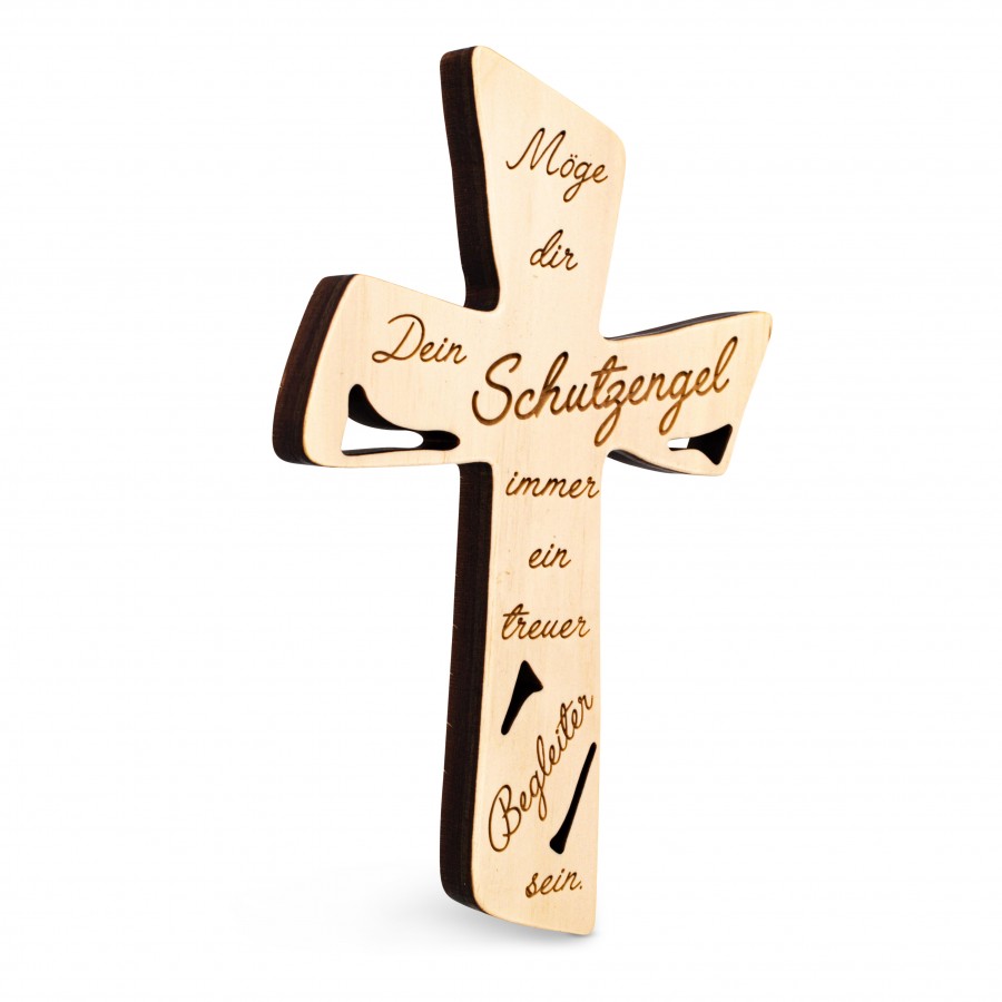 Zirbenkreuz Dein Schutzengel 21 cm