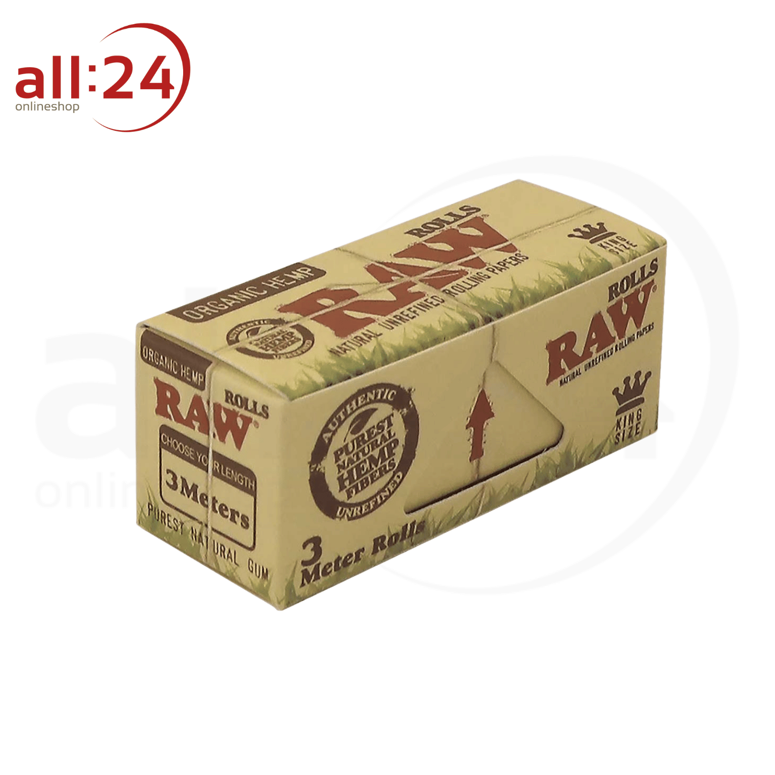 BOX RAW Organic Hemp King Size Rolls 12 Stück á 3 Meter