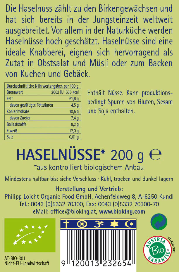 BioKing Bio Haselnüsse, 200g-500g