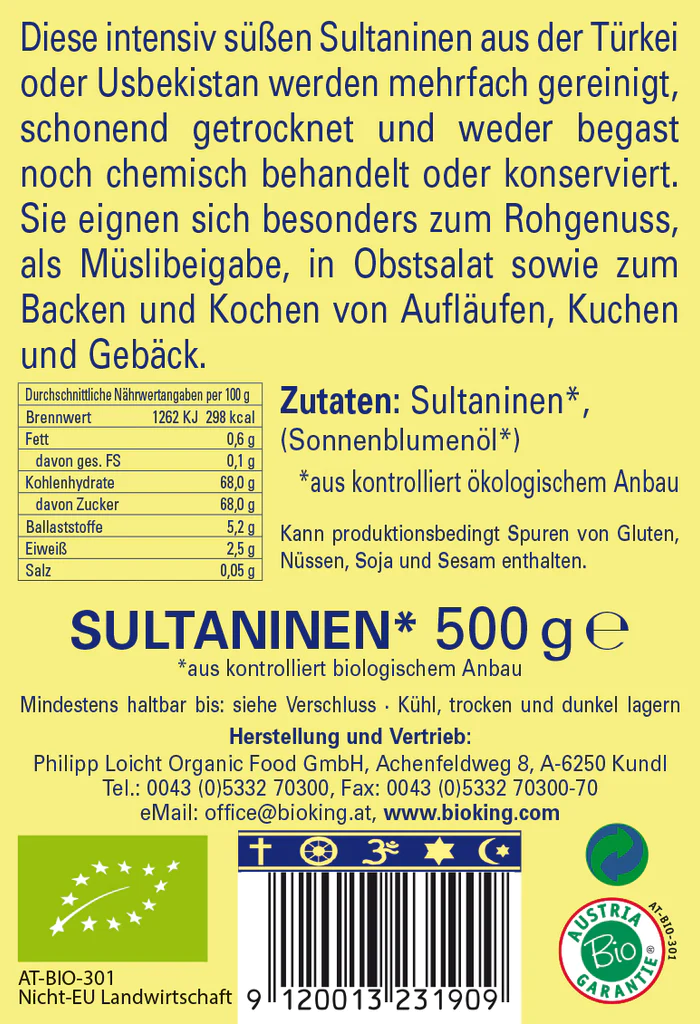BioKing Bio Sultaninen/Rosinen, 250g-500g