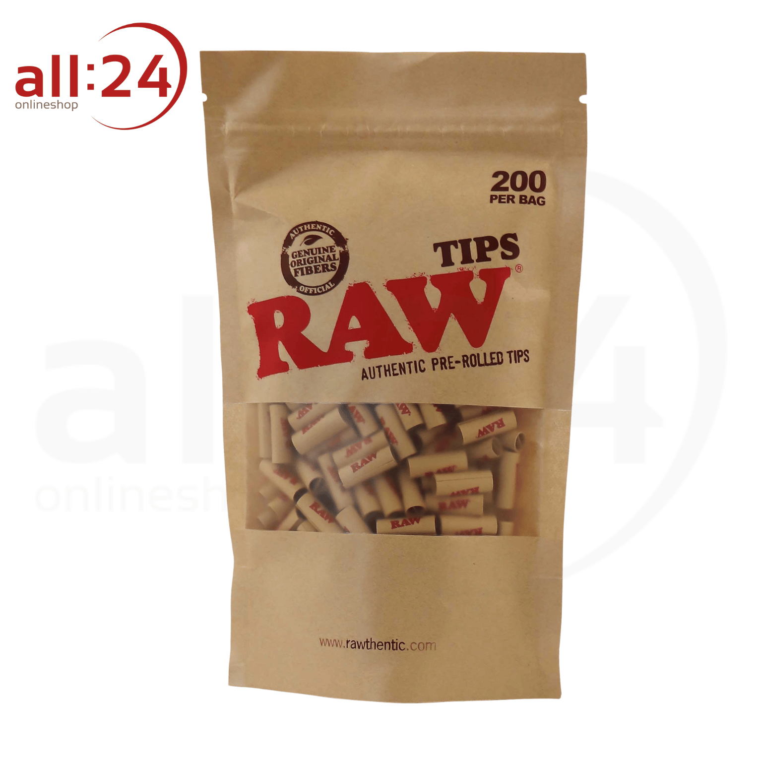 BOX RAW Prerolled Tips, Vorgerollte Filtertips, 200 Stück