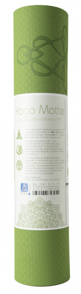 Yogamatte TPE Hellgrün mit Baum des Lebens