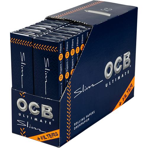 OCB Ultimate Slim Zigarettenpapier + Filter Tips 32 Heftchen mit je 32 Blatt