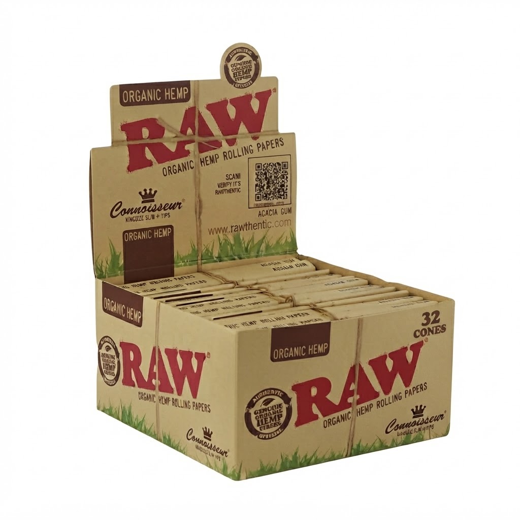 RAW Rolling Paper Connoisseur Organic Hemp mit Filter Tips 24 Stück