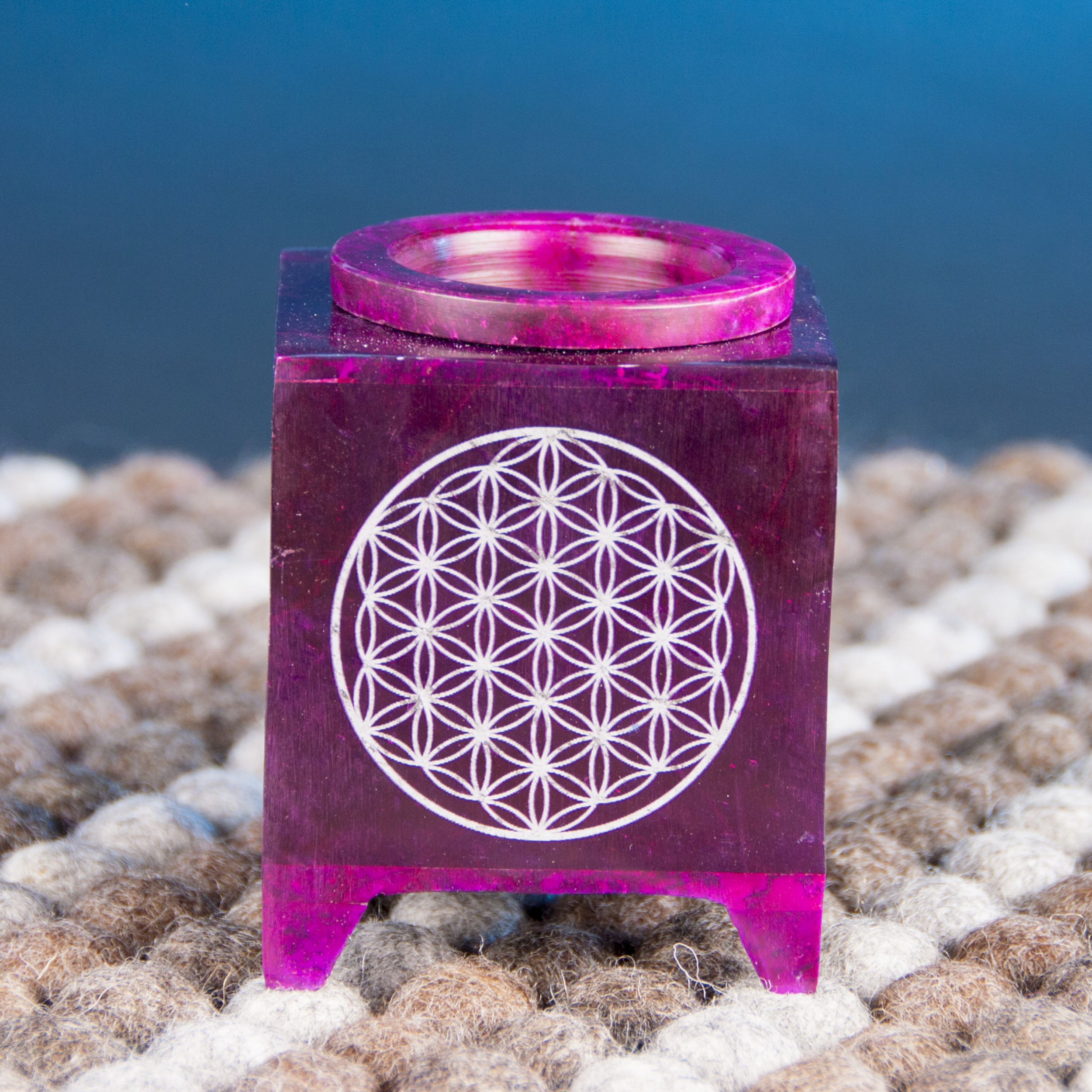 Duftlampe Blume des Lebens Violett Speckstein für Ätherische Öle