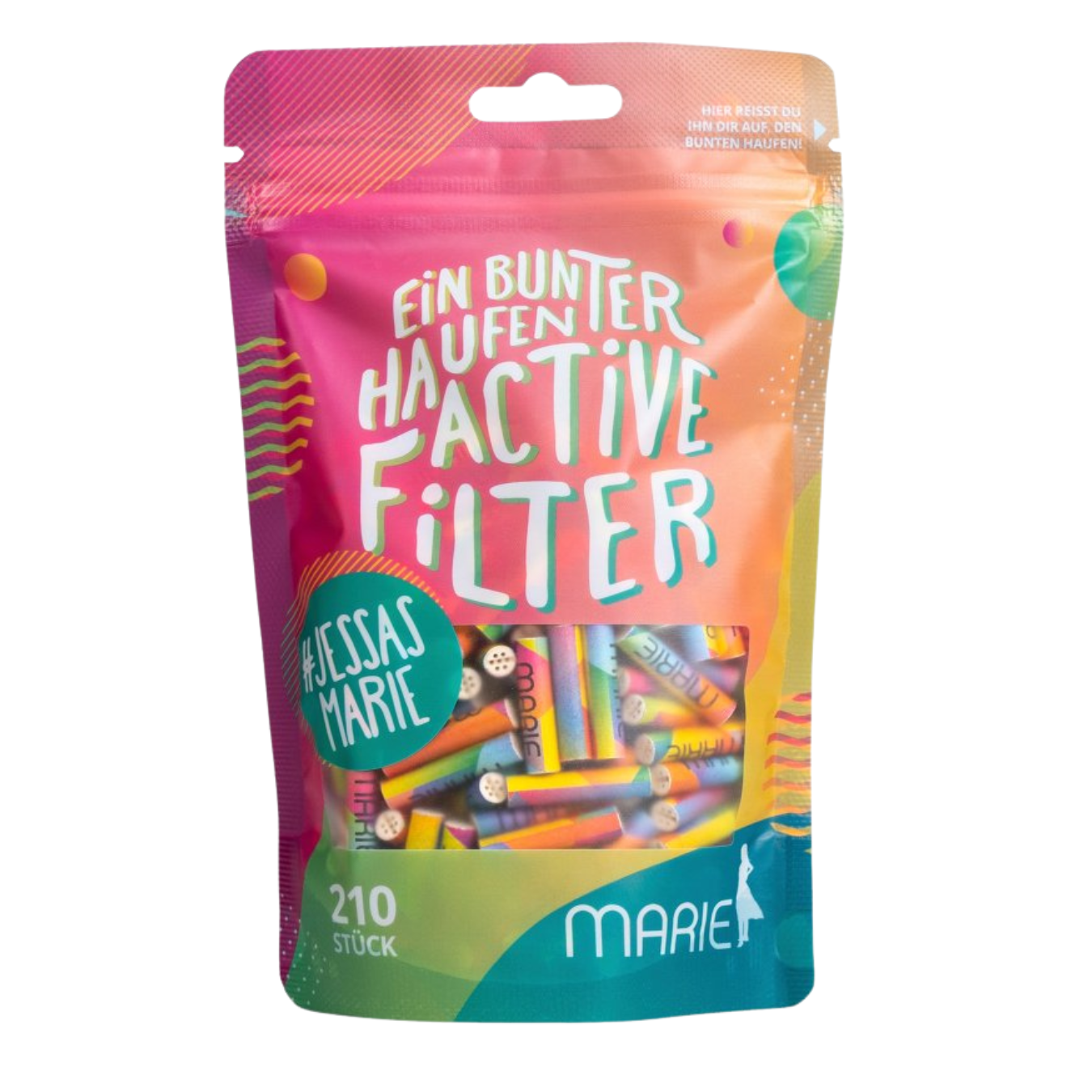 MARIE Active Filter bunt 6mm Beutel 210 Stück Aktivkohlefilter