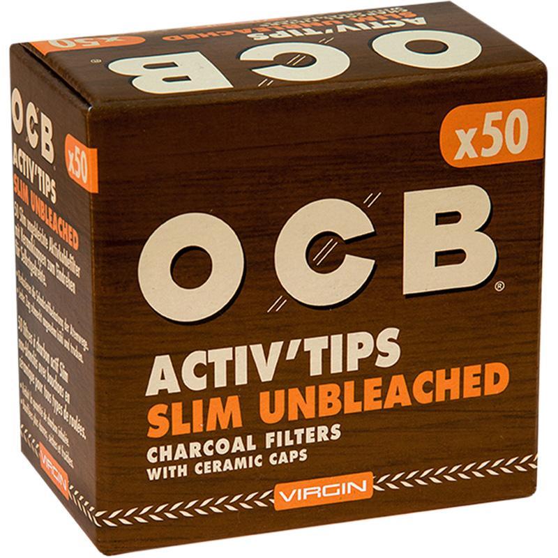 OCB Unbleached Activ Tips Slim 7mm Aktivkohlefilter 10er Pack 50 Filter