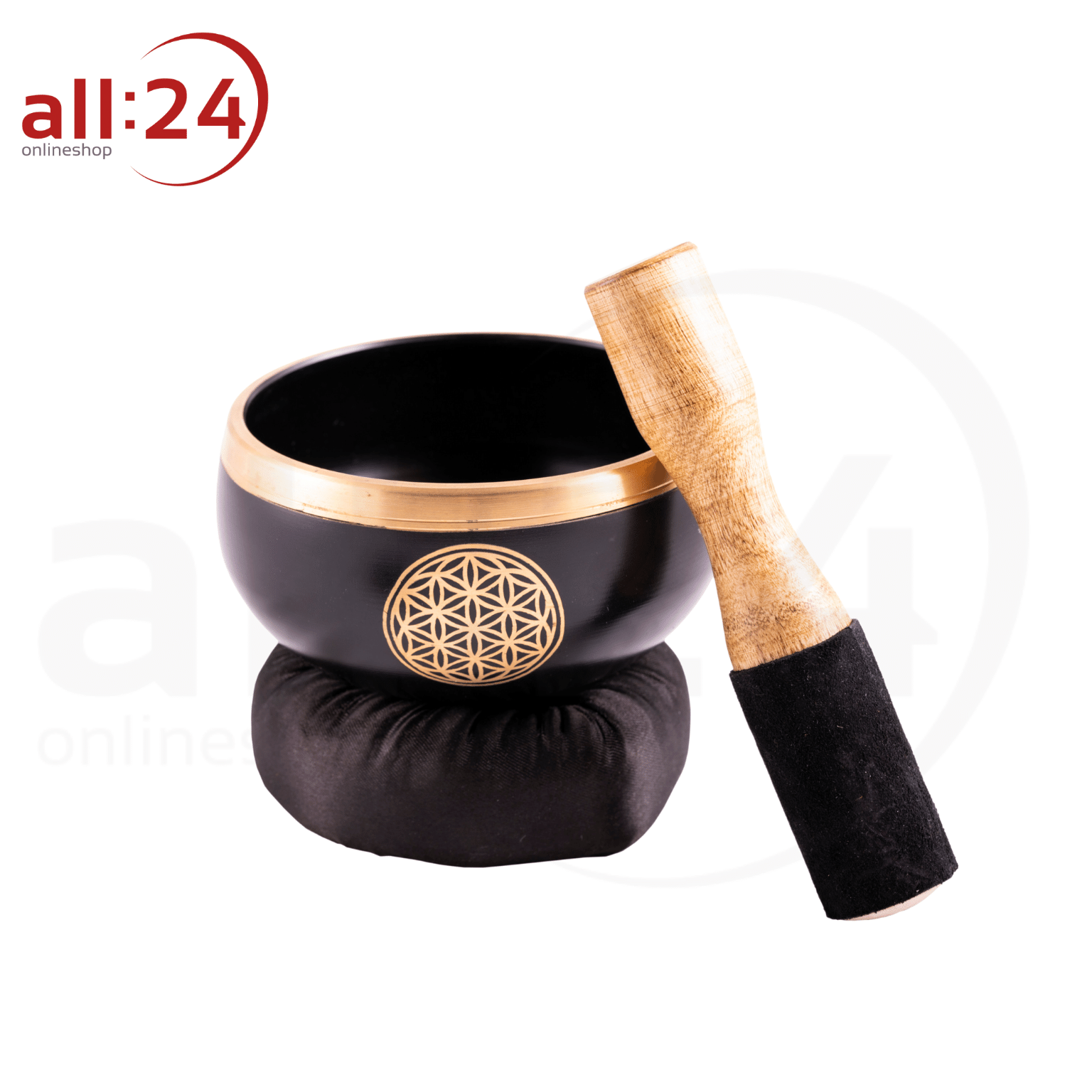 Berk Klangschalenset Blume des Lebens, schwarz gold ø 11,5 cm