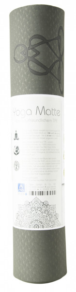 Yogamatte TPE Dunkelgrün mit Baum des Lebens