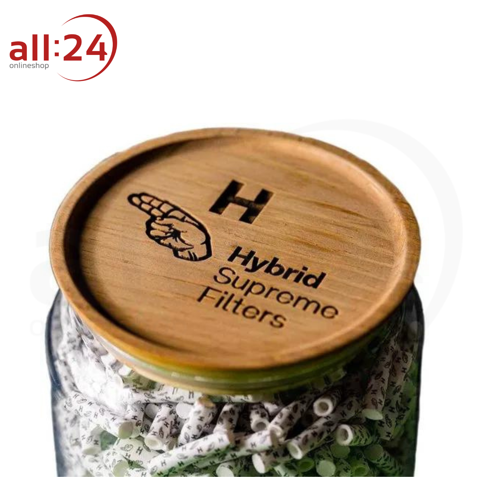 Hybrid Supreme Filter: halb Aktivkohle und Zellstoff - 1000 Stück Glas