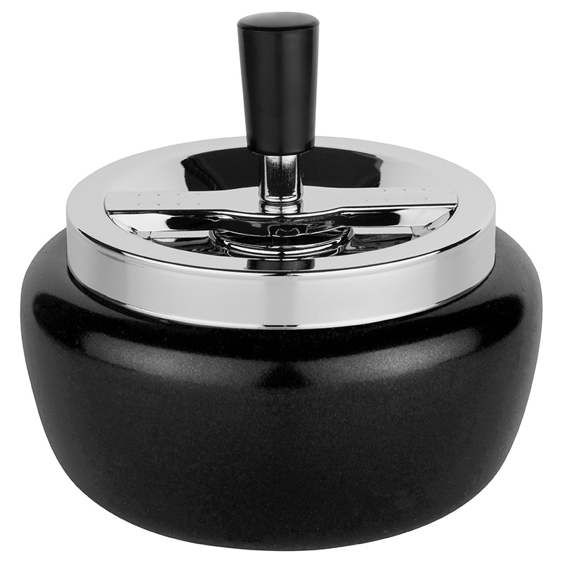 Aschenbecher Schwarz Rund 13 cm