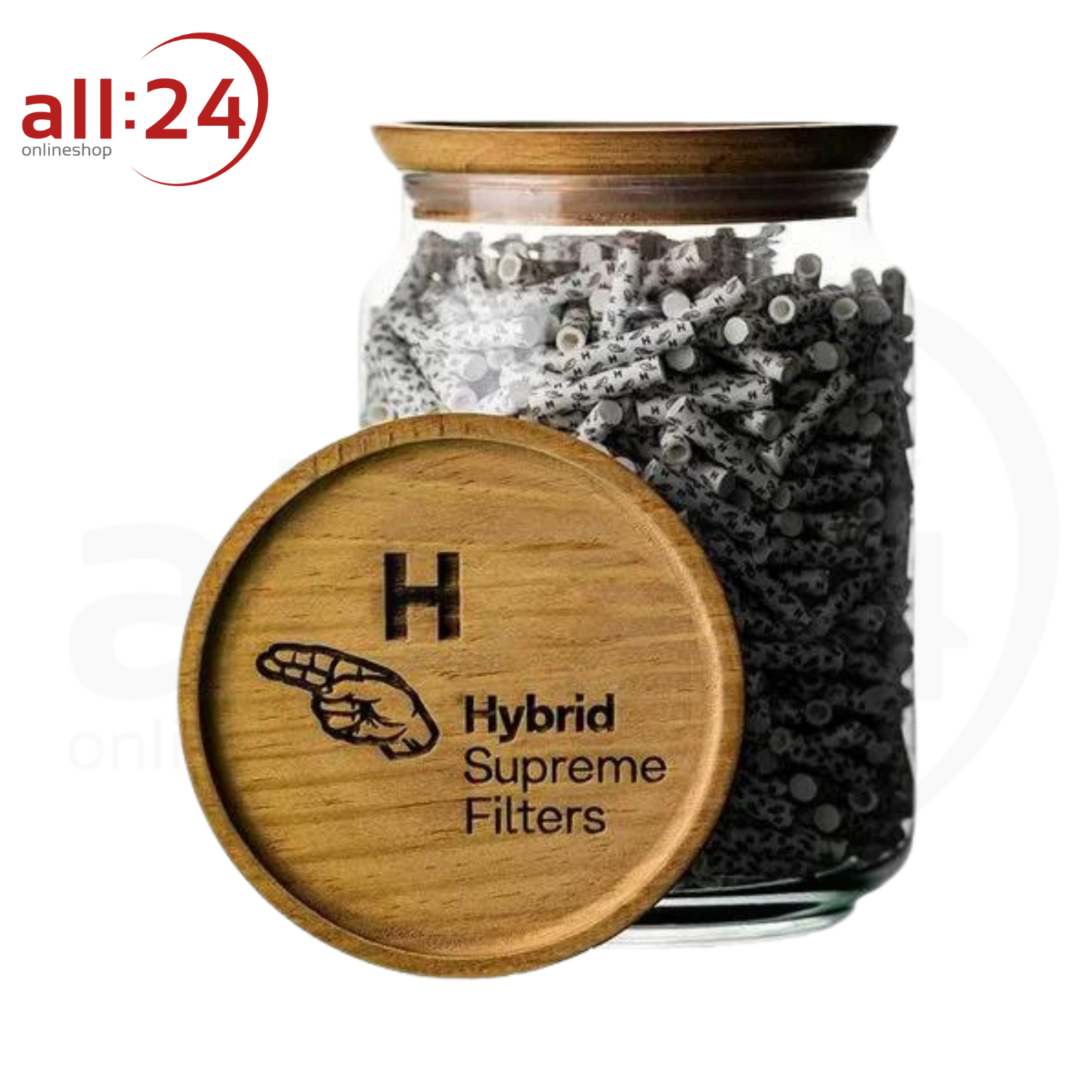Hybrid Supreme Filter: halb Aktivkohle und Zellstoff - 1000 Stück Glas