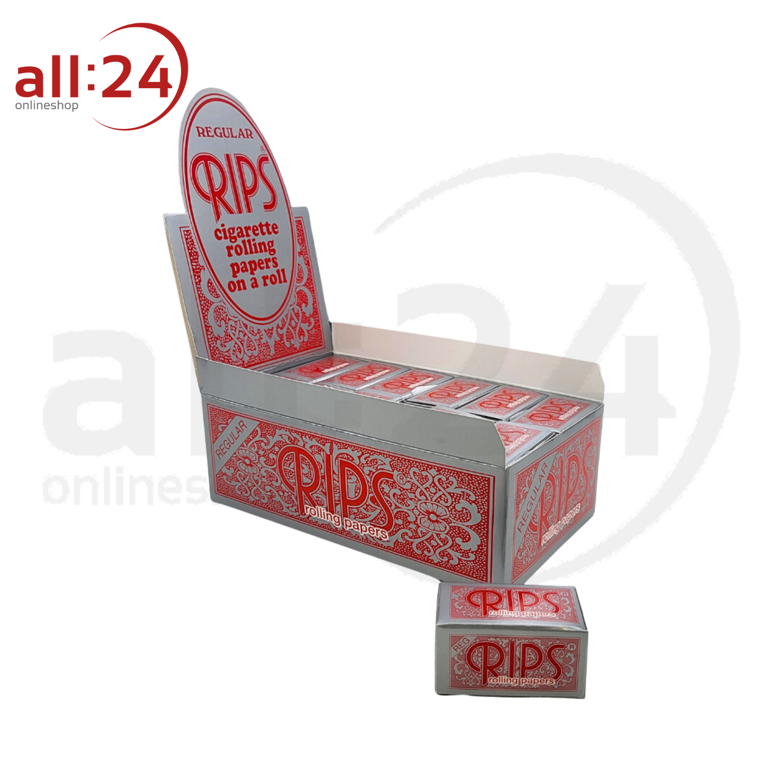 BOX RIPS Rolls Zigarettenpapier Rot, 24 Stück