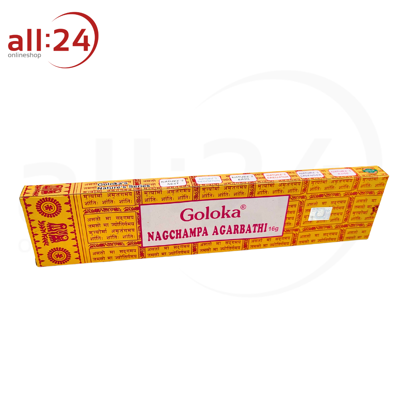 Goloka Nag Champa Räucherstäbchen Gelb 16g