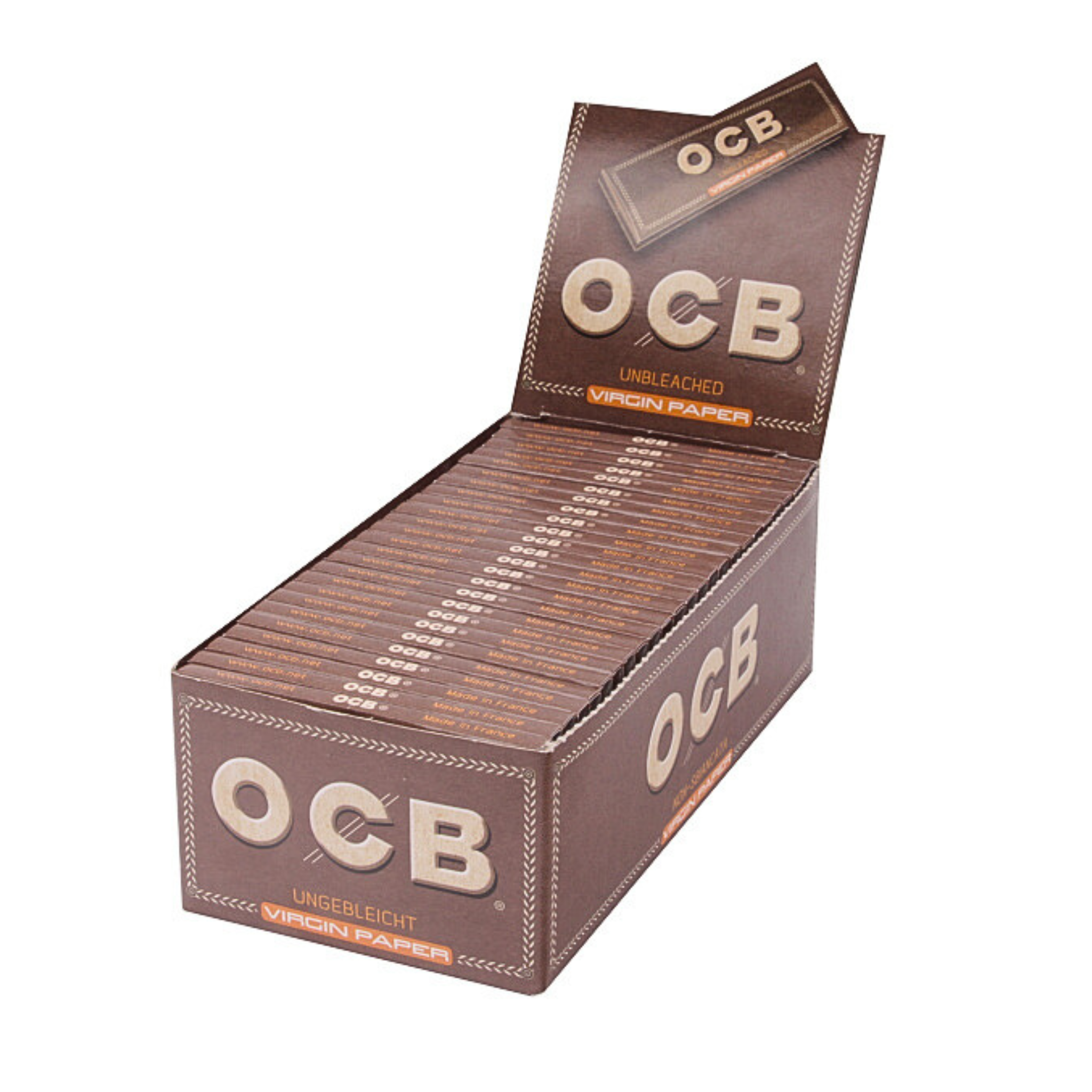 BOX OCB Virgin Single Wide Kurz Zigarettenpapier, 50 Stück