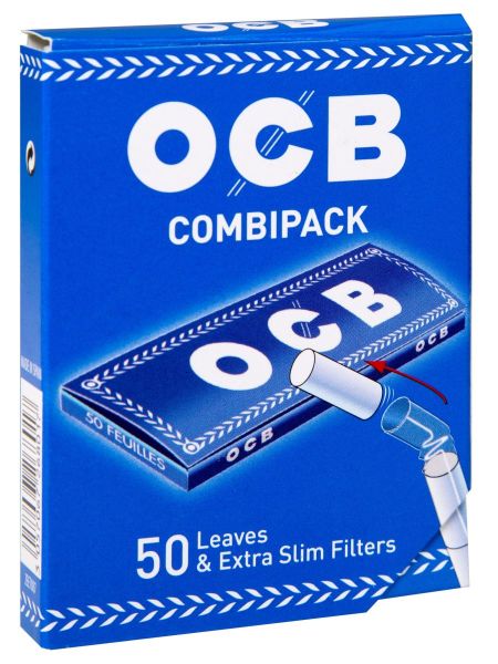 OCB Blau 20er Combipack 50 Zigarettenpapiere + 10 Extra Slim Filter