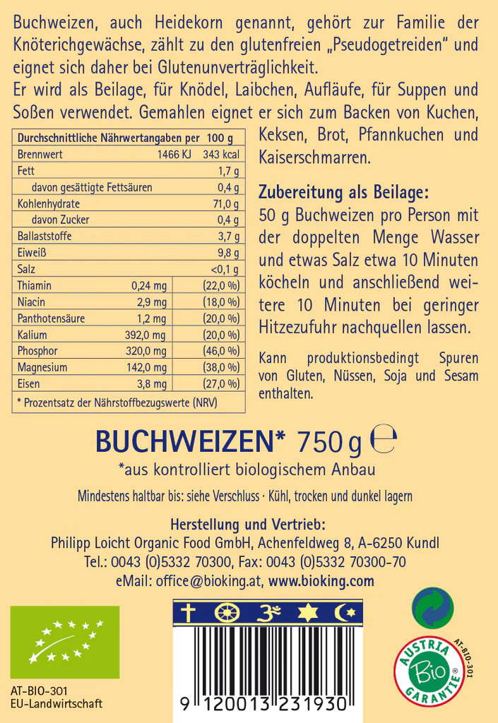 BioKing Bio Buchweizen Ganz, 500g-750g