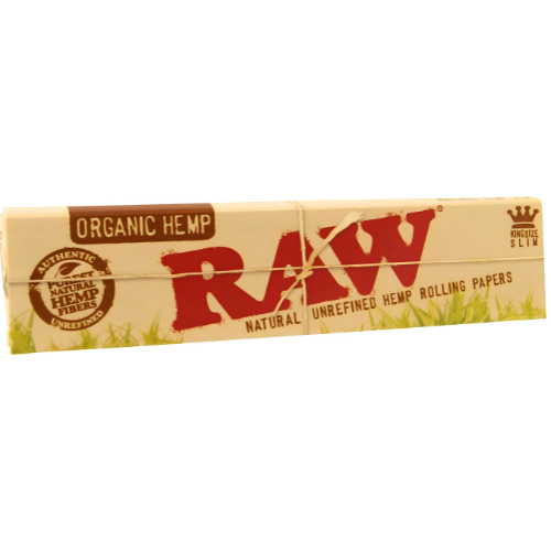 BOX RAW Organic Hemp King Size Slim Rolling Papers 50 Stück 32 Blatt