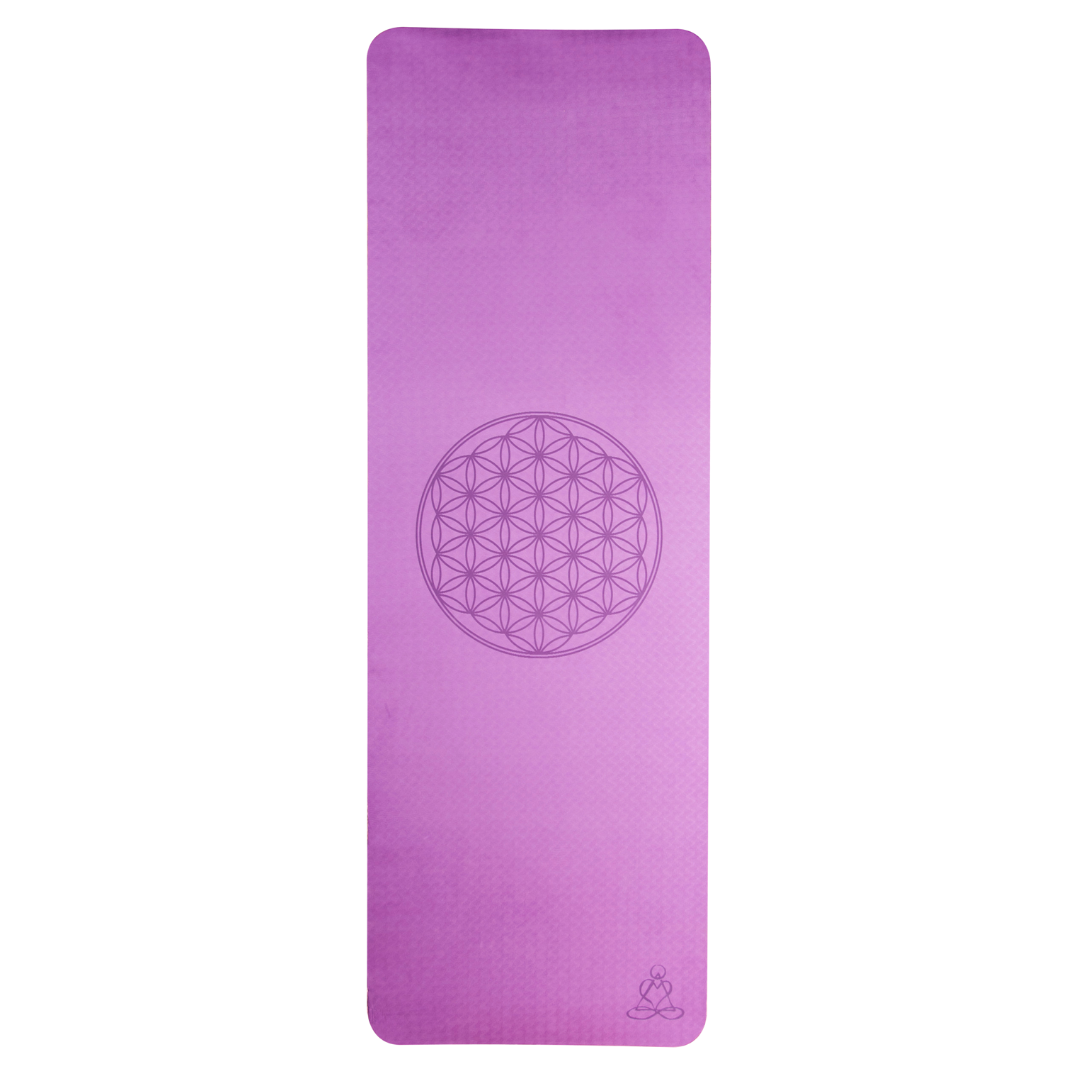 Yogamatte TPE Zartlila mit Blume des Lebens