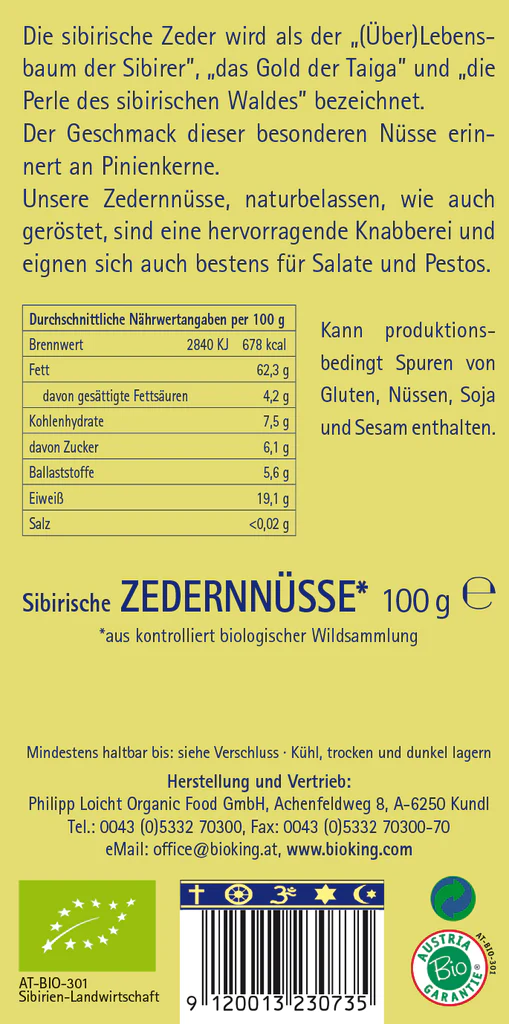 BioKing Bio Sibirische Zedernnüsse