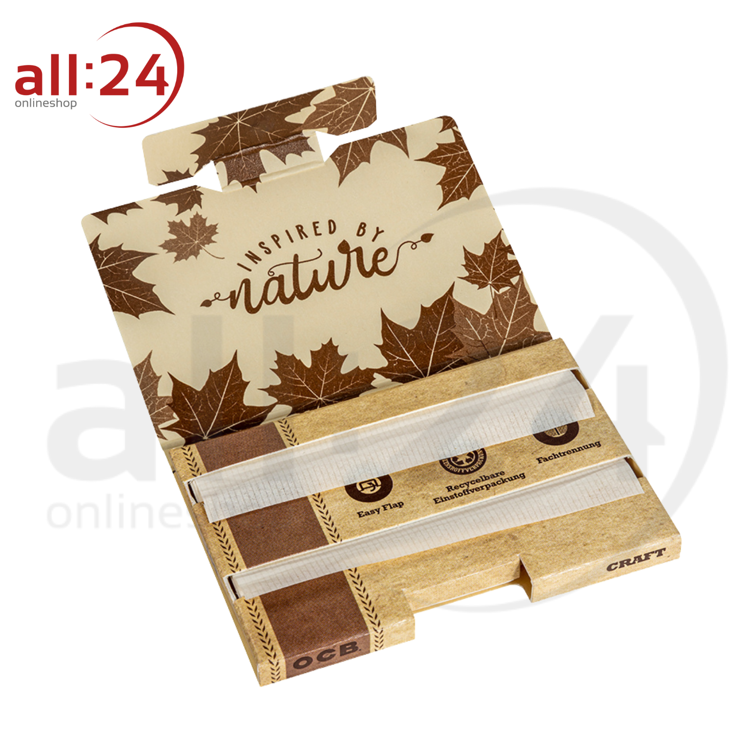 OCB Craft Ungebleichtes Zigarettenpapier - 25 Heftchen à 100 Blatt