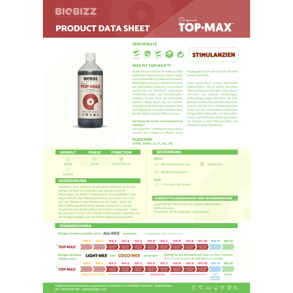 BioBizz Top-Max - Biologischer Blütebooster für maximale Erträge