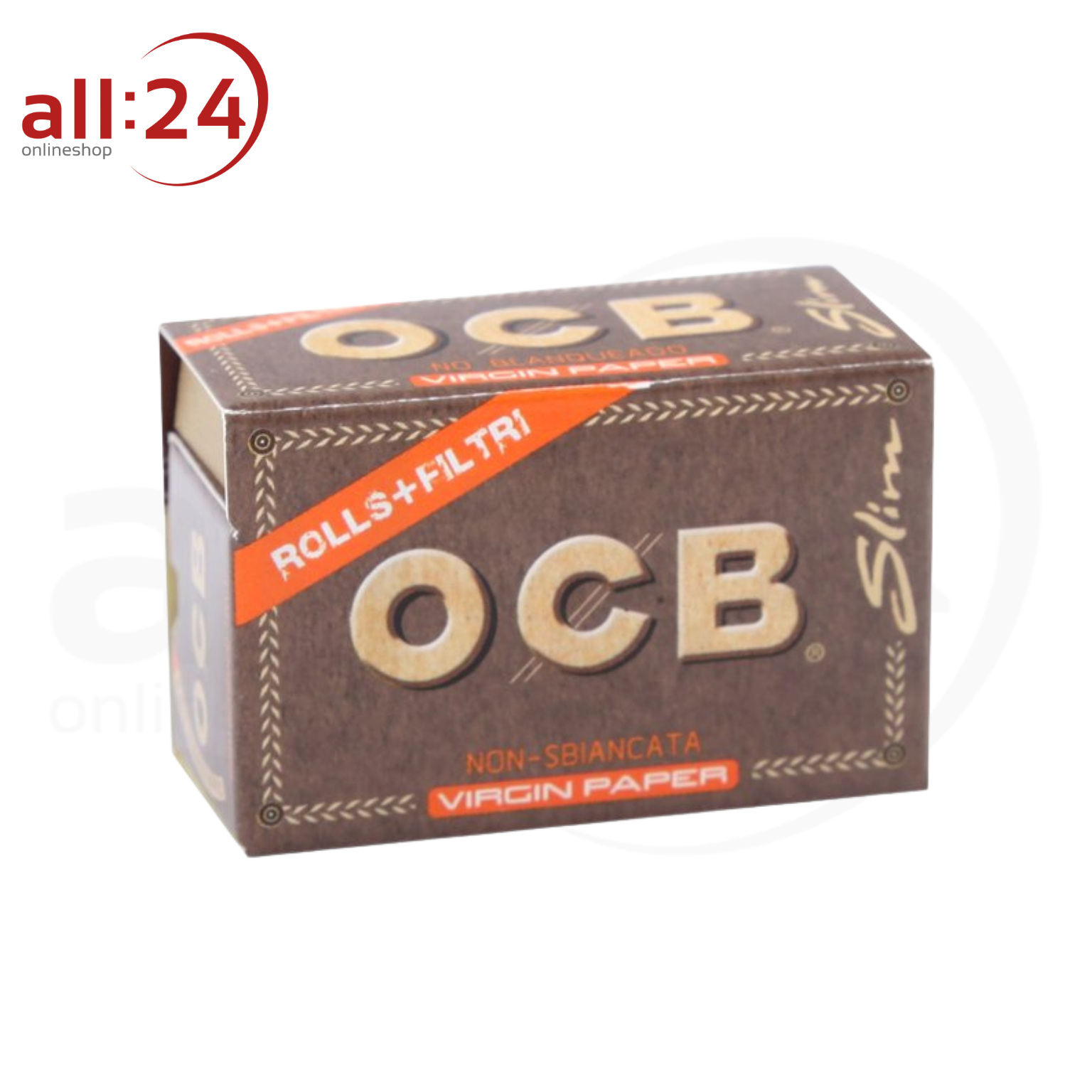 OCB Unbleached Virgin Paper Rolls + Tips - 16er Pack