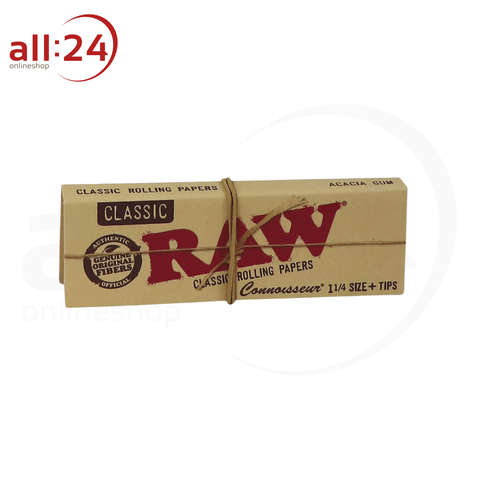 BOX RAW Rolling Paper Connoisseur Single Wide + Tips 24 Stück