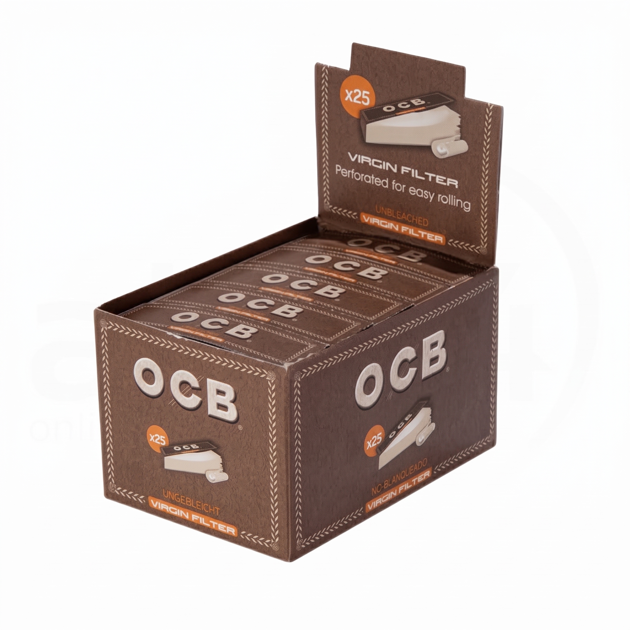 OCB Filter Tips Unbleached Virgin 25er Box mit je 50 Blatt