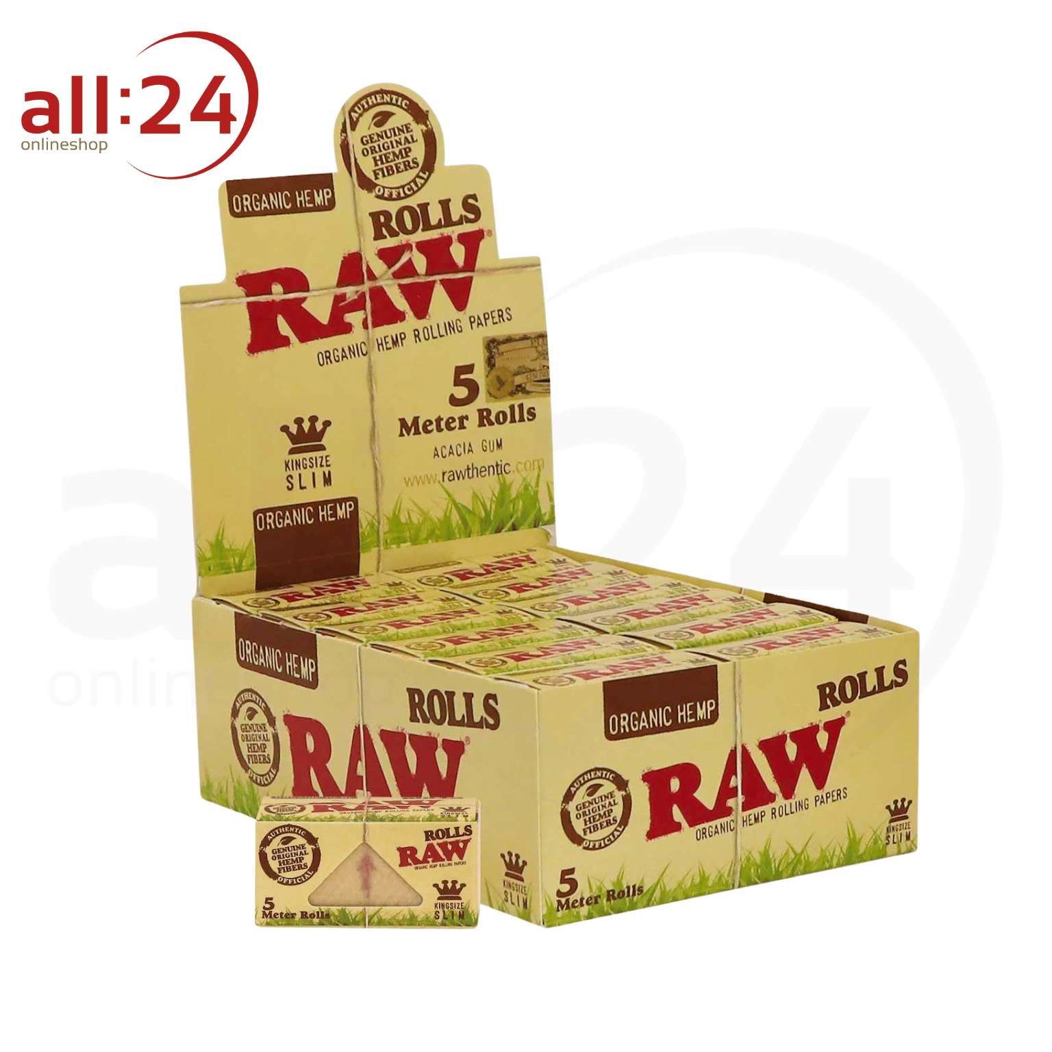 BOX RAW Organic Hemp Rolls 24 Stück á 5 Meter