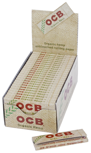BOX OCB Organic Hemp Single Wide Zigarettenpapier, 50 Stück, 36 x 69 mm 